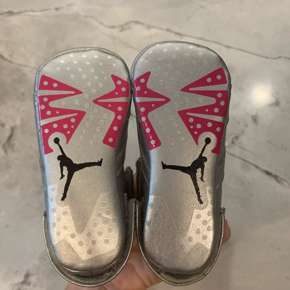 LN Retro Silver and Hot Pink Crib Jordans - Picture 5 of 5